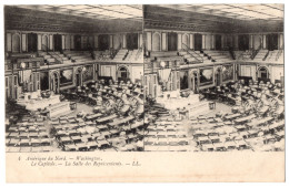 CPA  Stéréoscopique - ETATS UNIS - 4. WASHINGTON. Le Capitole. La Salle Des Représentants - LL  - Stereoskopie