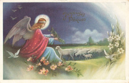 FETES ET VOEUX - Pâques -  Un Ange Nourrissant Les Brebis - Colorisé - Carte Postale Ancienne - Pasqua