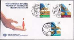 UNO NEW YORK - WIEN - GENF 1994 TRIO-FDC Flüchtlingsschutz - Emisiones Comunes New York/Ginebra/Vienna