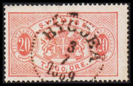 1877-1882. Coat-of-Arms. Perf. 13. 20 ÖRE CANCELLED BYGDEÅ 3 7 1889. (Michel Di. 7Ba) - JF545217 - Service