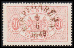 1877-1882. Coat-of-Arms. Perf. 13. 20 ÖRE CANCELLED BISPEGÅRDEN 6 6 1889 (Michel Di. 7Ba) - JF545222 - Dienstzegels