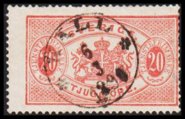 1877-1882. Coat-of-Arms. Perf. 13. 20 ÖRE CANCELLED KALL 6 3 1890. (Michel Di. 7Ba) - JF545227 - Officials