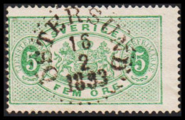 1877-1882. Coat-of-Arms. Perf. 13. 5 öre Green Luxus Cancelled ÖSTERSUND 16 2 1893. (Michel D. 3B) - JF545230 - Dienstmarken