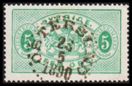 1877-1882. Coat-of-Arms. Perf. 13. 5 öre Green Luxus Cancelled ÖSTERSUND 23 5 1890. (Michel D. 3B) - JF545232 - Service