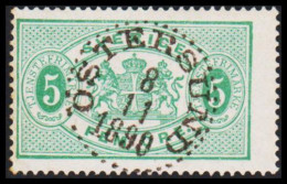 1877-1882. Coat-of-Arms. Perf. 13. 5 öre Green Luxus Cancelled ÖSTERSUND 8 11 1890. (Michel D. 3B) - JF545235 - Service