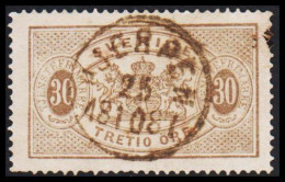 1877-1882. SVERIGE. Coat-of-Arms. Perf. 13. 30 ÖRE Cancelled HJERPEN 25 10 1887. (Michel D. 9B) - JF545240 - Oficiales