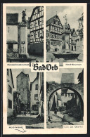 AK Bad Orb, Ortsansicht, Wendelinusbrunnen, Malerwinkel, Turm Am Obertor  - Bad Orb