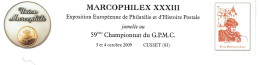Marque Page Marcophilex XXXIII Cusset (03) 2009 Thématique Histoire Portrait De Louis XI - Andere & Zonder Classificatie
