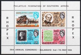 1966. RHODESIA. RHOPEX. Complete Set In Block With 4 Stamps Never Hinged.  (Michel Block 1) - JF545282 - Rhodesië (1964-1980)