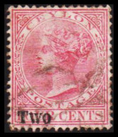 1888. CEYLON. Victoria. Two On FOUR CENTS.  (MICHEL 103) - JF545318 - Ceylon (...-1947)