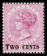 1888. CEYLON. Victoria. Two CENTS On FOUR CENTS. Hinged. (MICHEL 100) - JF545319 - Ceylon (...-1947)