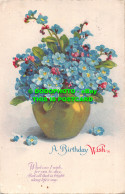 R516381 A Birthday Wish. Blue Flowers In Vase. Postcard - Welt