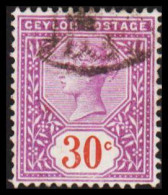 1893-1900. CEYLON. Victoria. 30 C.  (MICHEL 123) - JF545327 - Ceilán (...-1947)