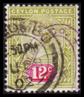 1893-1900. CEYLON. Victoria. 12 C. Interesting Cancel. (MICHEL 121) - JF545333 - Ceilán (...-1947)