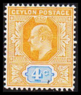 1903-1905. CEYLON. Edward VII. 4 C.  (MICHEL 133) - JF545338 - Ceilán (...-1947)