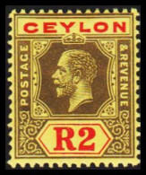 1911-1925. CEYLON. Georg V. R 2. Hinged. Yellow Reverse. (MICHEL 176x) - JF545353 - Ceylon (...-1947)