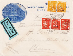 1937. FINLAND. Lion Type 1.25 Markkaa In Pair And 3stripe 1 Markka On Advertisement Cover (H... (Michel 177+) - JF545365 - Cartas & Documentos