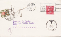 1934. New Zealand.  Georg V In Admiral Uniform 1 D On Small Envelope To Basel, Schweiz Cance... (MICHEL 174+) - JF545411 - Briefe U. Dokumente