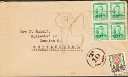 1938. New Zealand.  Georg VI ½ D In 4block On Envelope To Zürich, Schweiz Cancelled GISBORNE... (MICHEL 236+) - JF545412 - Brieven En Documenten