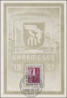 400 Saarmesse 1957 Auf Messekarte Passender SSt SAARBRÜCKEN 26.4.1957 - Cartas & Documentos