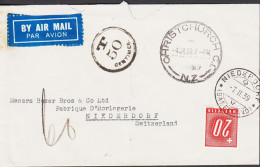 1939. New Zealand.  Unfranked Envelope (tears) To Niederdorf, Schweiz BY AIR MAIL Cancelled CHRISTCHURCH 4... - JF545413 - Storia Postale