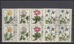 703-706 Gefährdete Alpenblumen 1983: Viererblock-Satz Zentrische ESSt BERLIN - Used Stamps