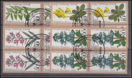 573-576 Wofa Blumensträuße 1974: Viererblock-Satz Zentische ESSt BERLIN - Used Stamps