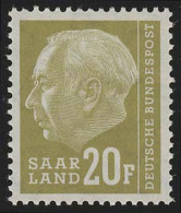 Saarland 417 Heuss 20 Fr 1957, ** - Unused Stamps