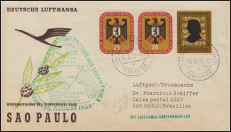 Luftpost Lufthansa Eröffnungsflug Frankfurt Main/ Sao Paulo 15. + 17.8.1956 - Premiers Vols