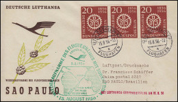 Luftpost Lufthansa Eröffnungsflug Düsseldorf/ Sao Paulo 15. + 17.8.1956 - Eerste Vluchten