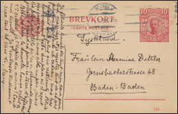 Postkarte P 34 BREVKORT König Gustav Druckdatum 516, STOCKHOLM 1.9.1919 - Enteros Postales