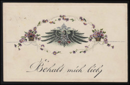 Feldpost-AK Behalt Mich Lieb: Adler Mit Wappen, Feldpost 35. Res.-Div. 29.10.16 - Ocupación 1914 – 18
