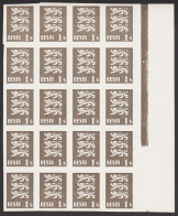 1928 COAT OF ARMS 1S. Dark Grey Without Net-overprint. 20-block PROOF. NEVER HINGED. (Michel 74   PROOF) - JF545427 - Estonie