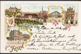 1897. ÖSTERREICH. Beautiful Postkarte (GRUSS AUS PILSEN). With Fine City Motives To Bollnäs, S... (Michel 53) - JF545542 - Brieven En Documenten