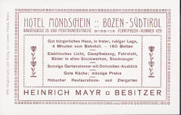 1905. ÖSTERREICH. Südtirol, Bozen. Hotel Mondschein. Reverse Fantastic Advertisement For HOTEL MONDSCHEIN ... - JF545549 - Cartas & Documentos