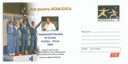 IP 2009 - 56 Fencing, Romania, WORLD CHAMPION Turkey - Stationery - 2009 - Postal Stationery