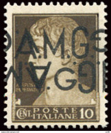 AMG. VG. - Cent. 10  Varietà Doppia Soprastampa Di Cui Una Capovolta - Mint/hinged