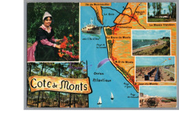 La Vendée Touristique 85 - La Cote De Monts La Plage La Mer Et La Foret Plan Carte Ile D'yeu Marais Costume Et Coiffe - Other & Unclassified