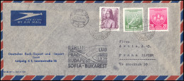 Erstflug Lufthansa Der DDR Berlin-Sofia-Bukarest 13.5.1956 Mit 506 Gemälde 15 Pf - Luftpost