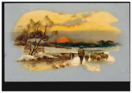 Künstler-AK Abendstimmung Im Winter Schäfer Mit Herde, MÜNCHEN 8.6.1908 - Ohne Zuordnung