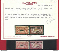 1911/23 FRANCIA , Catalogo Dallay N. 4/33 USATI Certificato Raybaudi - Yvert N. - Autres & Non Classés