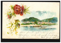 Blumen-AK Rose / Hafenlandschaft, GNARRENBURG 8.4.1901 Nach VEGESACK 9.4.01 - Andere & Zonder Classificatie