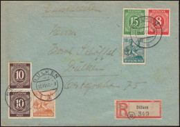 917ff Kontrollrat I+II Ziffern Und Arbeiter Auf Orts-R-Brief DÜLKEN 25.11.1947 - Storia Postale