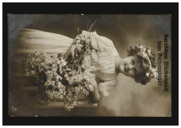 Foto-AK Namenstag Mädchen Mit Blumen, HÖNTROP (Kr. Gelsenkirchen) 28.7.1914 - Other & Unclassified