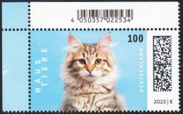 !a! GERMANY 2023 Mi. 3748 MNH SINGLE From Upper Left Corner - Pets: Cats - Unused Stamps