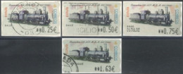 SPAIN- 2002, LOCOMOTIVES STAMPS LABELS SET OF 4, DIFFERENT VALUES, USED. - Gebraucht