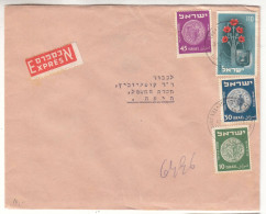 Israël - Lettre Exprès De 1953 - GF - Oblit Tel Aviv - Fleurs - Monnaies - - Covers & Documents