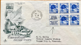 CANADA 1954, PRIVATE WADAY FDC  BY XRT CRAFT LIMITED ISSUE AVOID LOSS USE POSTAL MONEY ORDER STAMP BOOKLET PANE, BEAVER - Other & Unclassified