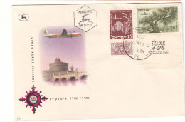 Israël - Lettre De 1954 - Oblit Haifa - Tracteurs - Avions - Valeur 16 € ( 15 + 1 ) - Storia Postale