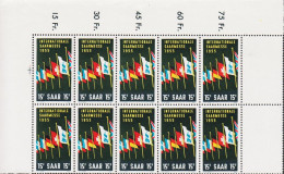 1957. SAAR. Internat. Saarmesse, Saarbrücken 15 F In 10 Block + 2 Blank. Including Variety... (Michel 359 II) - JF544495 - Nuovi